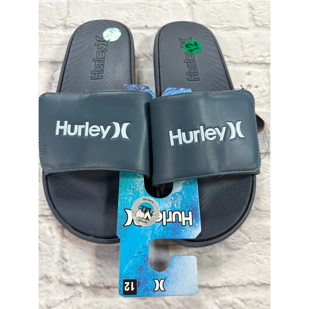 Hurley Sport Slides Mens Size 12 Blue New Logo Sandals HFS0107BFFB1-416